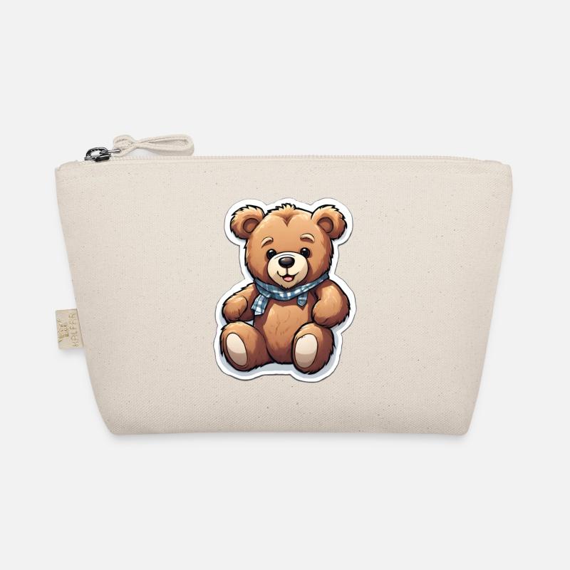 Kuscheliger Teddy mit Halstuch - Bio-Täschchen - Natur