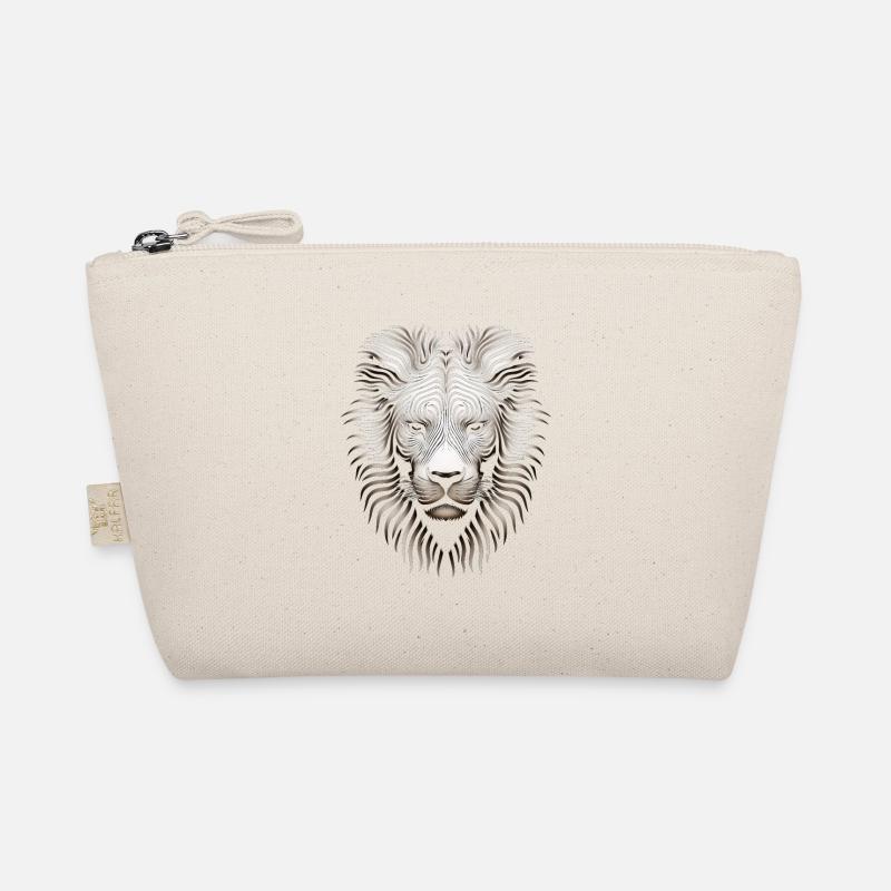 Imposing Op Art Lion Canvas Artwork Organic Pouch