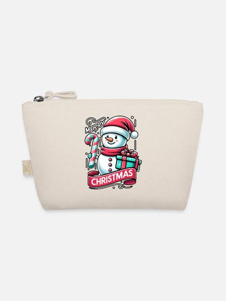 Schneemann Merry Christmas - Bio-Täschchen - Natur