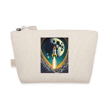 Bring mich zum Mond Vintage Space Rocket Start - Bio-Täschchen - Natur - Vorne