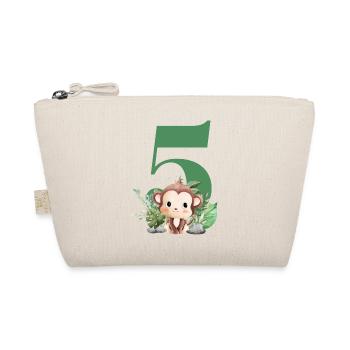 5th Birthday Monkey Safari - Organic Pouch - nature - Front