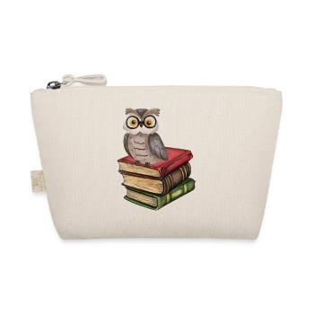 Owl on Books - Book Lover Gift - Organic Pouch - nature - Front