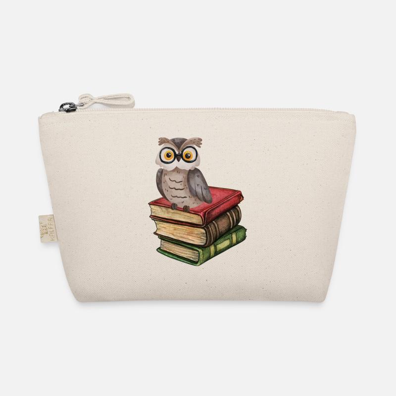 Owl on Books - Book Lover Gift Organic Pouch