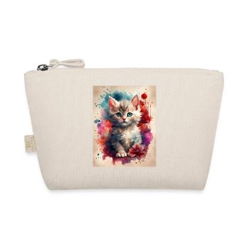 Cute Kitten in Watercolor Splash Art - Organic Pouch - nature - Front