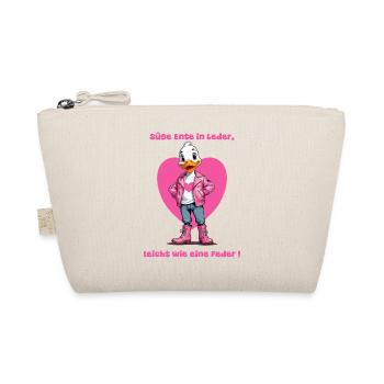 Cute duck in leather - Organic Pouch - nature - Front