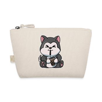 Anime Kawaii Bubble Tea Drinking Husky Hand Drawn - Organic Pouch - nature - Front