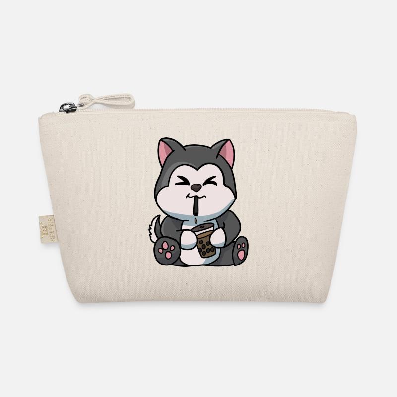Anime Kawaii Bubble Tea Trinken Husky Hand gezeichnet Bio-Täschchen