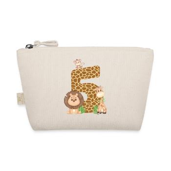 5th Birthday: Jungle Animals: Giraffe, Lion, Monkey - Organic Pouch - nature - Front