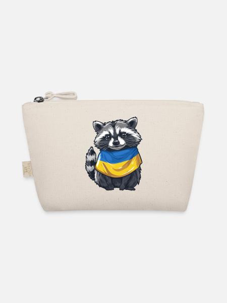 Niedlicher Waschbär mit Ukraine Halstuch - Bio-Täschchen - Natur