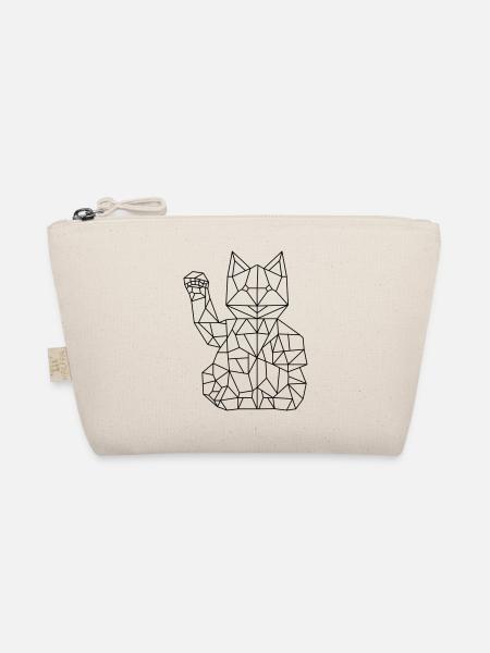 Fortune Cat Maneki-neko Polygon - Organic Pouch - nature - Front
