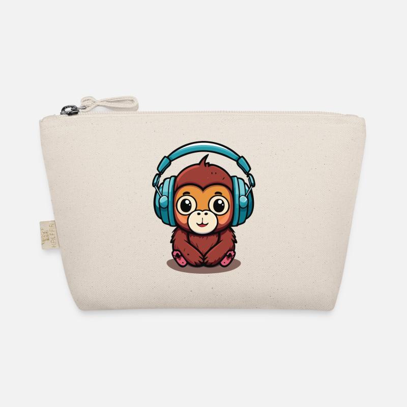 Süßer Affe, der Kopfhörer trägt, DJ-Affe Bio-Täschchen