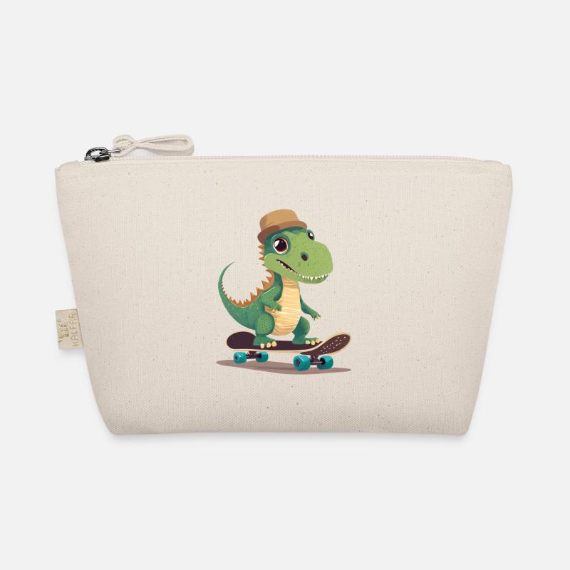Niedlicher Dinosaurier, der Skateboard fährt - Bio-Täschchen - Natur