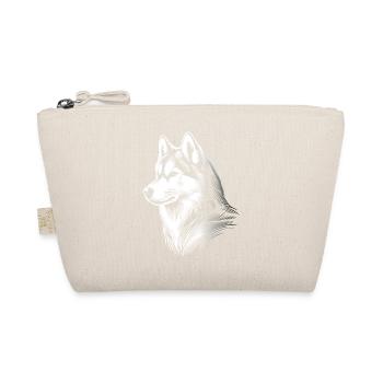Husky head, black white, dog sled - Organic Pouch - nature - Front