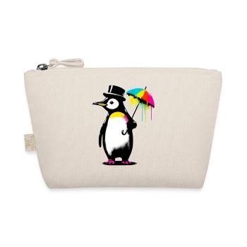Penguin with hat and umbrella for rain - Organic Pouch - nature - Front