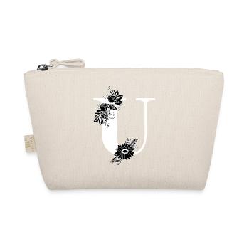 Black and White Floral U Letter - Organic Pouch - nature - Front