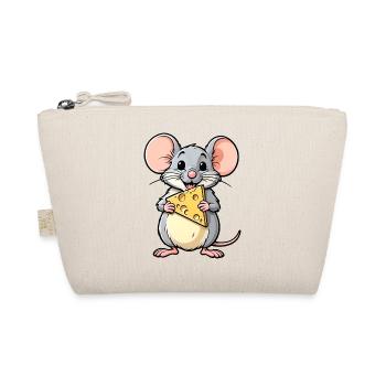 Cheeky Cartoon Mouse With Cheese - Organic Pouch - nature - Front