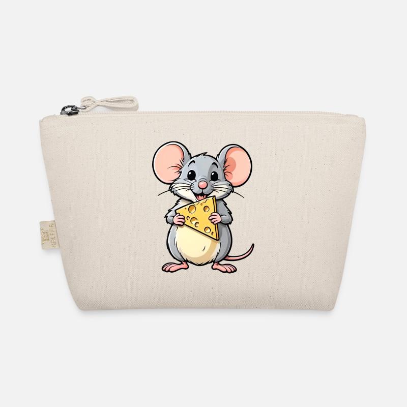 Freche Cartoon-Maus mit Käse - Bio-Täschchen - Natur
