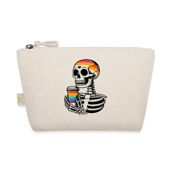 Skelett mit Kaffee - Skeleton Coffee - Bio-Täschchen - Natur - Vorne