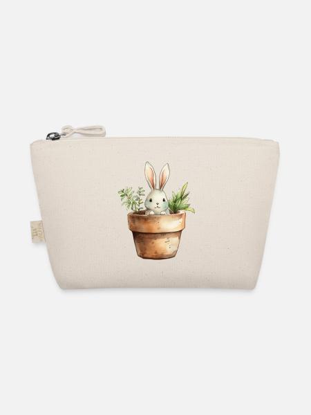 Rabbit in a flower pot - for the rabbit class - Organic Pouch - nature - Front