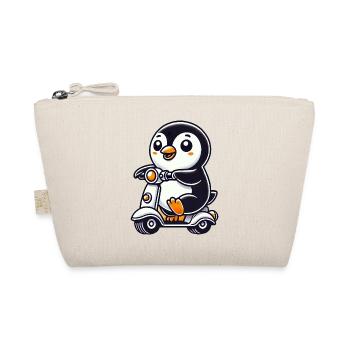 Whimsical Penguin Scooter Moped Funny Funny - Organic Pouch - nature - Front