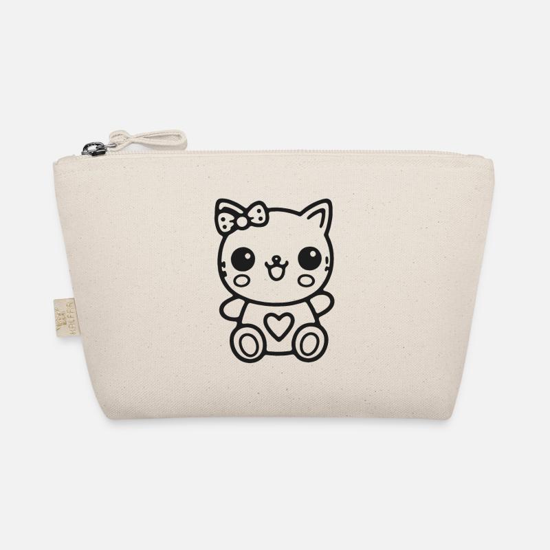 Kawaii Katzenbaby mit Herz - Bio-Täschchen - Natur