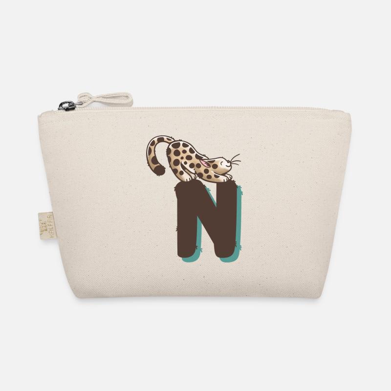 Katze Buchstabe N - Bio-Täschchen - Natur