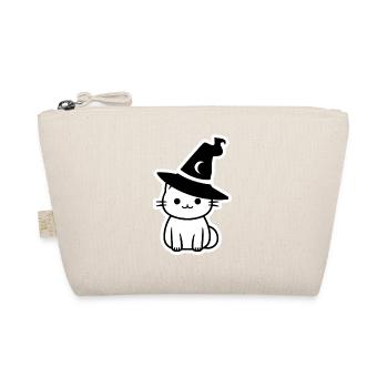 Chat sorcière d'halloween noir et blanc - Trousse biologique - nature - Devant
