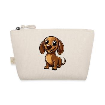 Dackel DachsHund Comic Niedlich - Bio-Täschchen - Natur - Vorne