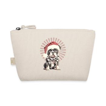 lustige Weihnachtsmann Bulldogge WEIHNACHTEN Hunde - Bio-Täschchen - Natur - Vorne