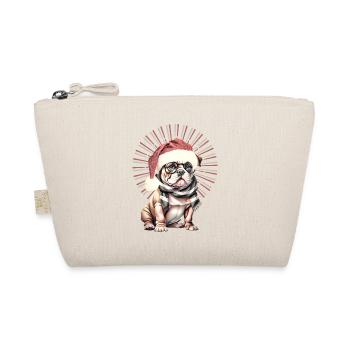 lustige Weihnachtsmann Bulldogge WEIHNACHTEN Hunde - Bio-Täschchen - Natur - Vorne