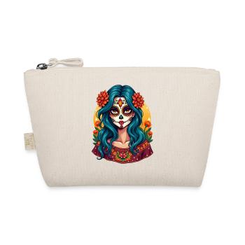 Mexican woman Dia de los Muertos Sugar skull - Organic Pouch - nature - Front