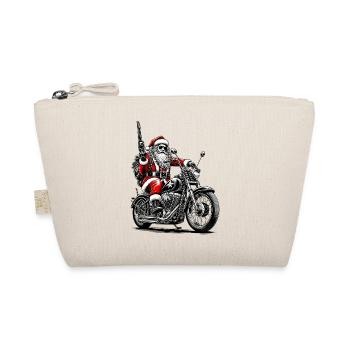 Santa Claus with revolver on motorcycle - Organic Pouch - nature - Front