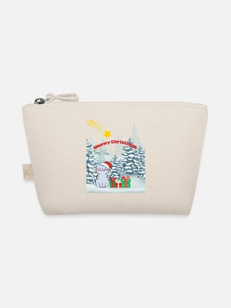 Meowy Christmas - Katze mit Sternschnuppe - Bio-Täschchen - Natur