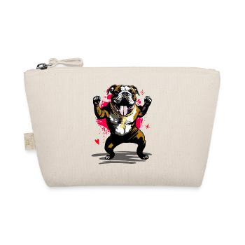 Bulldog Street Art with Bone Chain - Organic Pouch - nature - Front