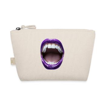 Offener Mund mit Lila Lippenstift - Bio-Täschchen - Natur - Vorne