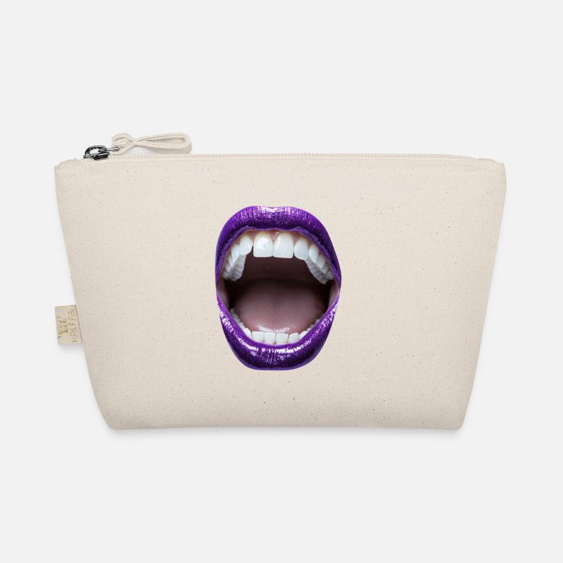 Bouche ouverte avec rouge à lèvres violet Trousse biologique