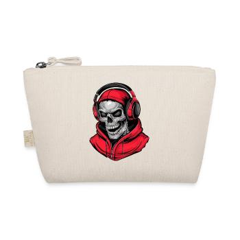Crâne en sweat à capuche rouge avec écouteurs - Trousse biologique - nature - Devant