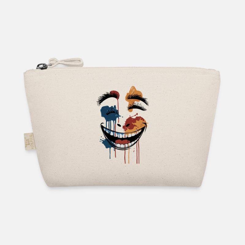 Psychedelic Dripping Skull Face – Abstract Horror Organic Pouch