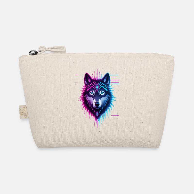 Neon Wolf Crystal Crown Organic Pouch