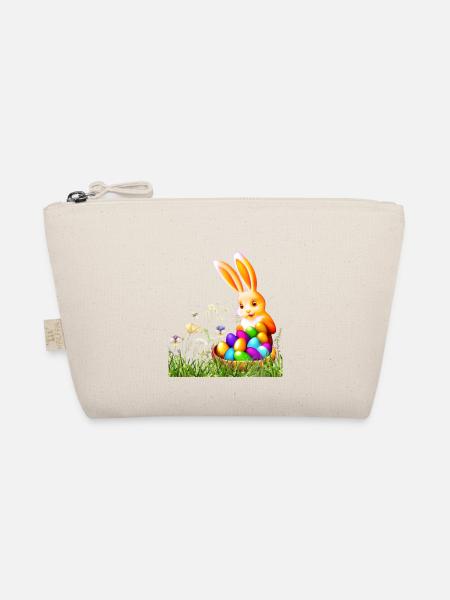 Osterhase mit bunten Eiern - Bio-Täschchen - Natur