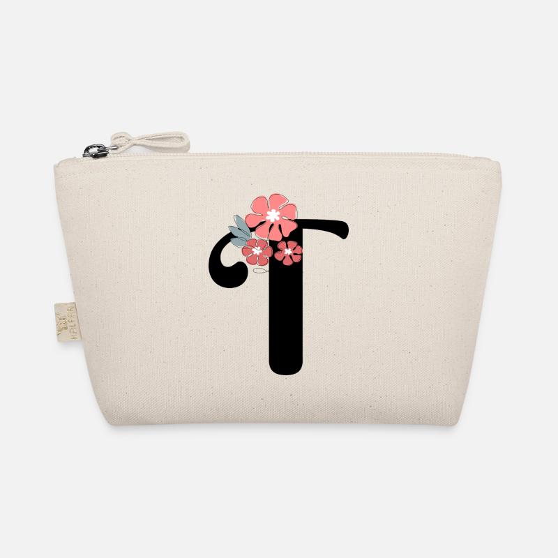 Buchstabe t Minimalistische Blumen Bio-Täschchen
