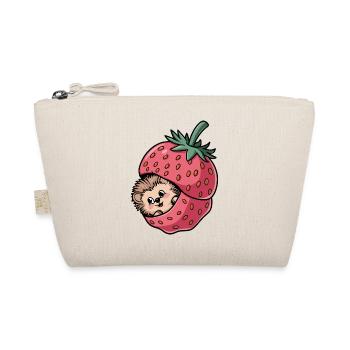 Cute Hedgehog Inside a Strawberry - Organic Pouch - nature - Front