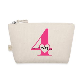 Digit Four 4 with Heart - Organic Pouch - nature - Front