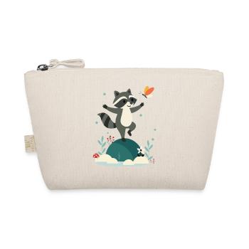 Playful dancing raccoon with butterfly - Organic Pouch - nature - Front