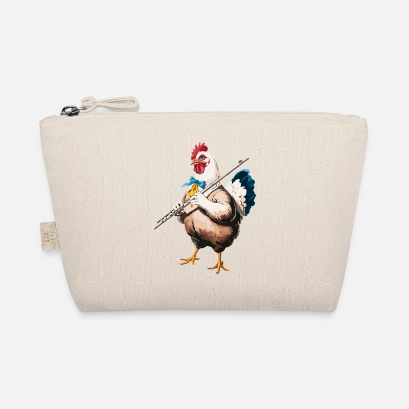 Lustiges Huhn mit Querflöte - Bio-Täschchen - Natur