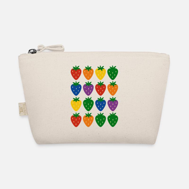 Buntes Regenbogen-Erdbeermuster Bio-Täschchen