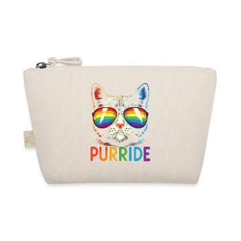 "Purrride" Cool Cat with Rainbow Aviators - Organic Pouch - nature - Front