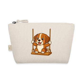Cute Beagle Cartoon Dog on Swing Swings - Organic Pouch - nature - Front