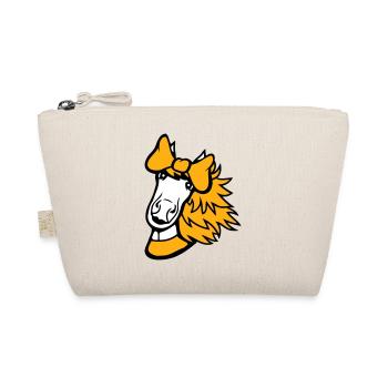 Horse Girl Female Cute Pretty Bow Woman - Organic Pouch - nature - Front