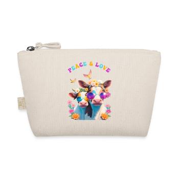 Peace & Love Cows Hippie Humor Farmer Cool - Organic Pouch - nature - Front